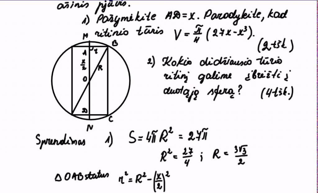 Stereometrija ir išvestinė