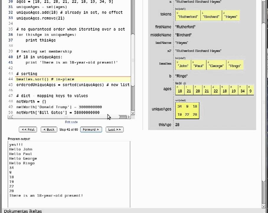 Python Online Tutor sistema + duomenų struktūrų apžvalga
