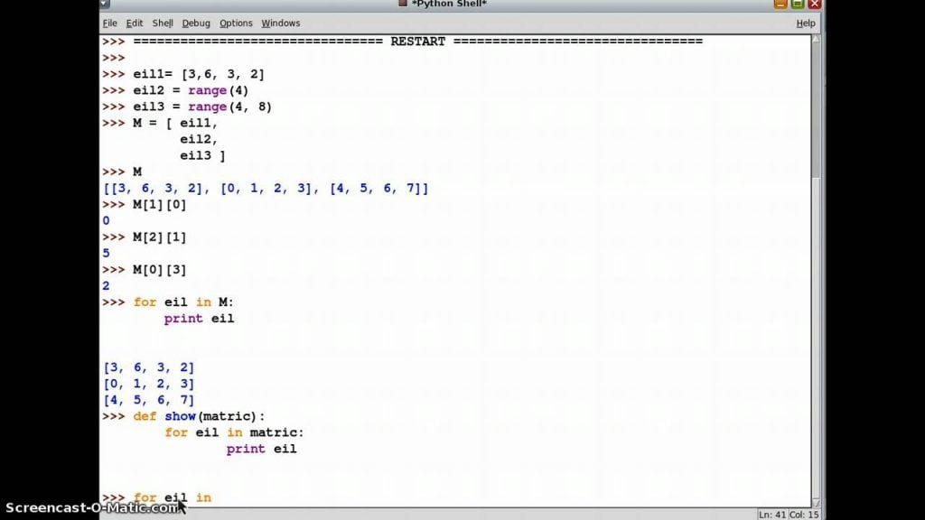 Python Matricos