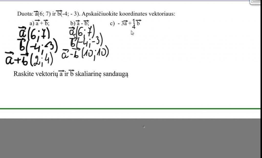 Veiksmai su vektoriaisi išreikštais koordinatėmis