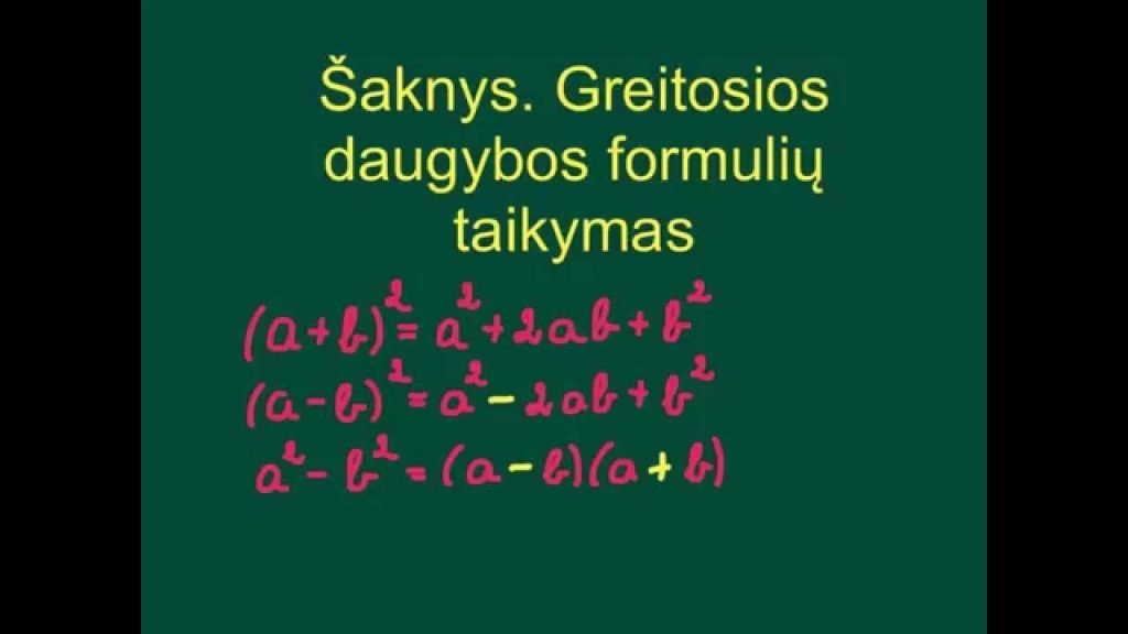 Šaknys. Greitosios daugybos formulių taikymas.