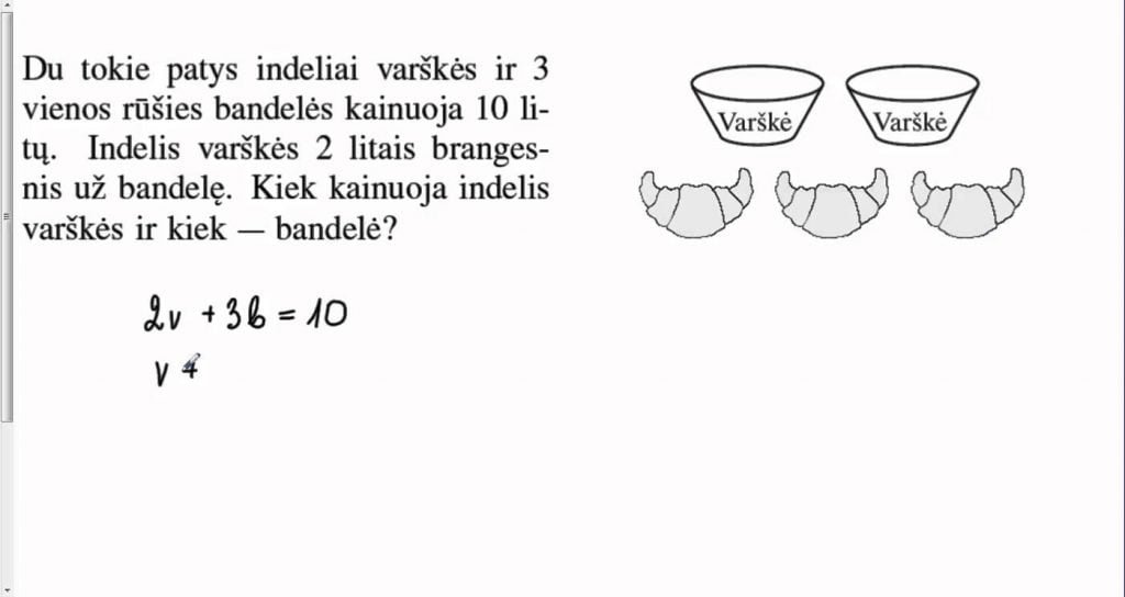 Tiesinių lygčių sistemos. Sistemos sudarymas. (2)