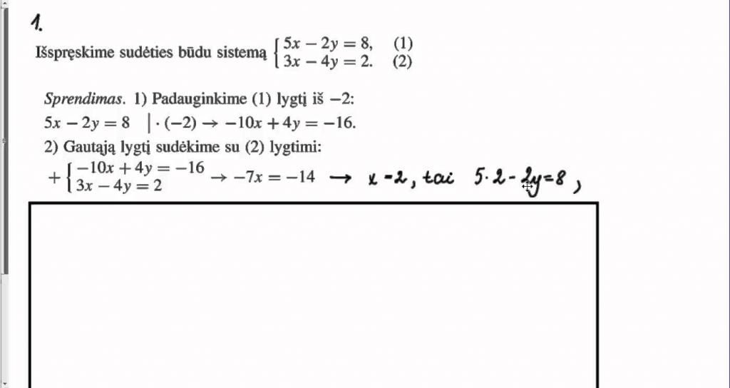 Tiesinių lygčių sistemos. Sprendimas sudėties būdu. (4)