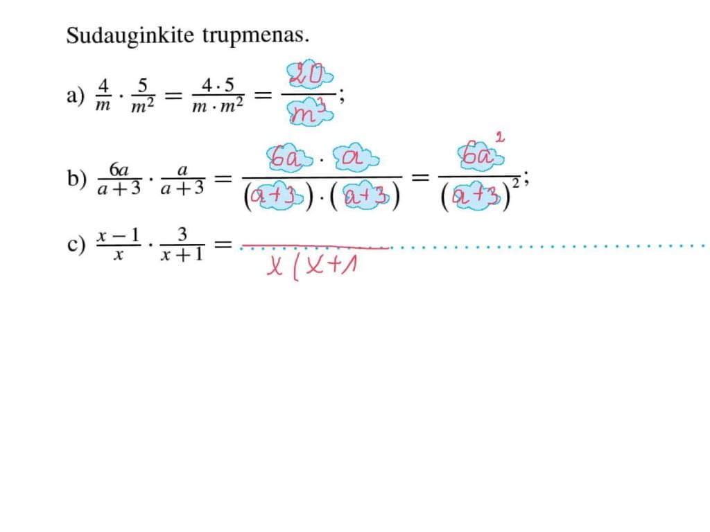 Dauginame ir daliname trupmenas su vienu kintamuoju.