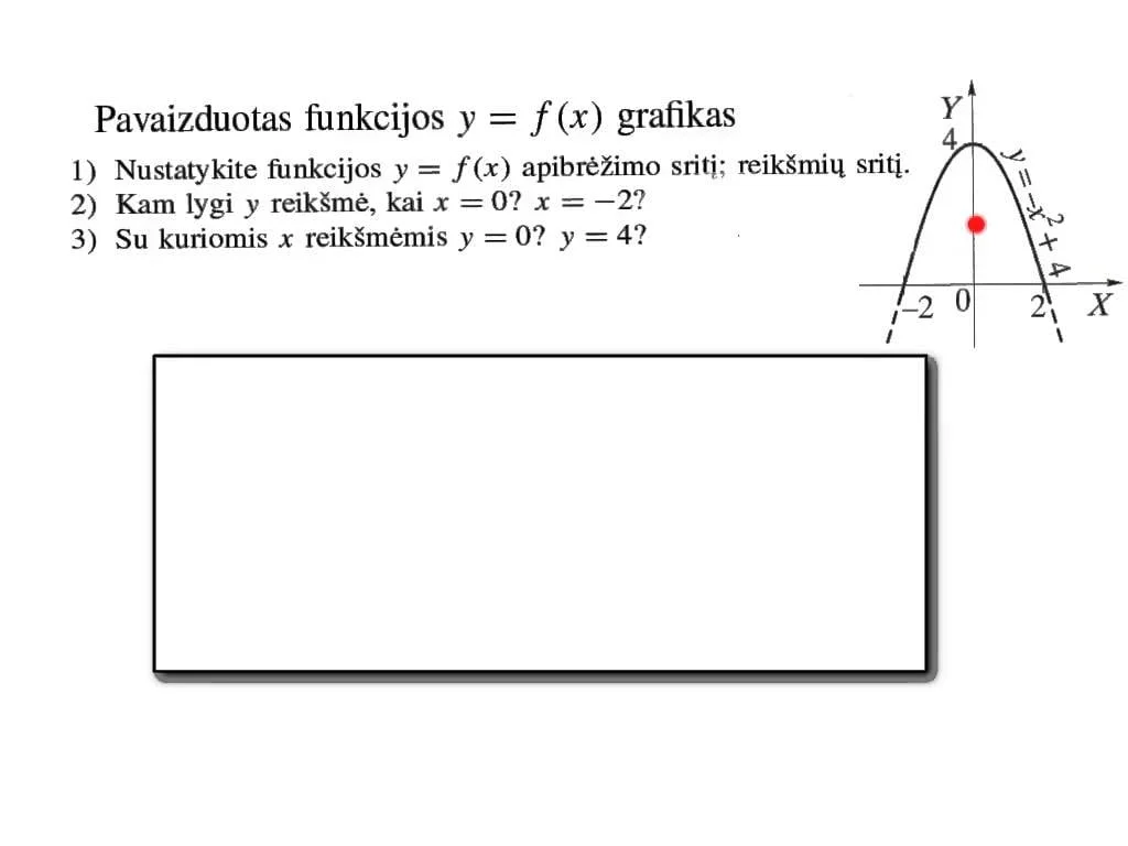 Dviejų dydžių funkcinė priklausomybė. Pavyzdys, kai funkcija išreikšta grafiku.