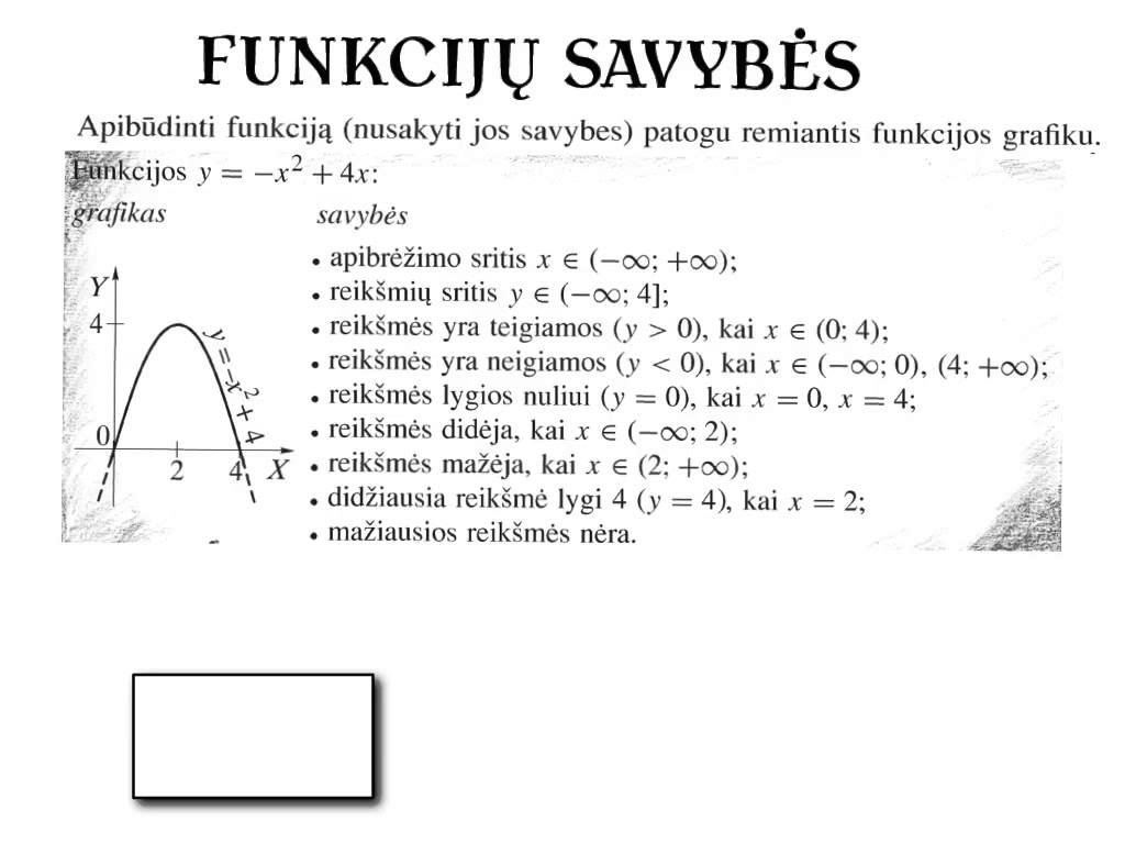 Funkcijų savybės. Kaip iš grafiko užrašyti funkcijos savybes.