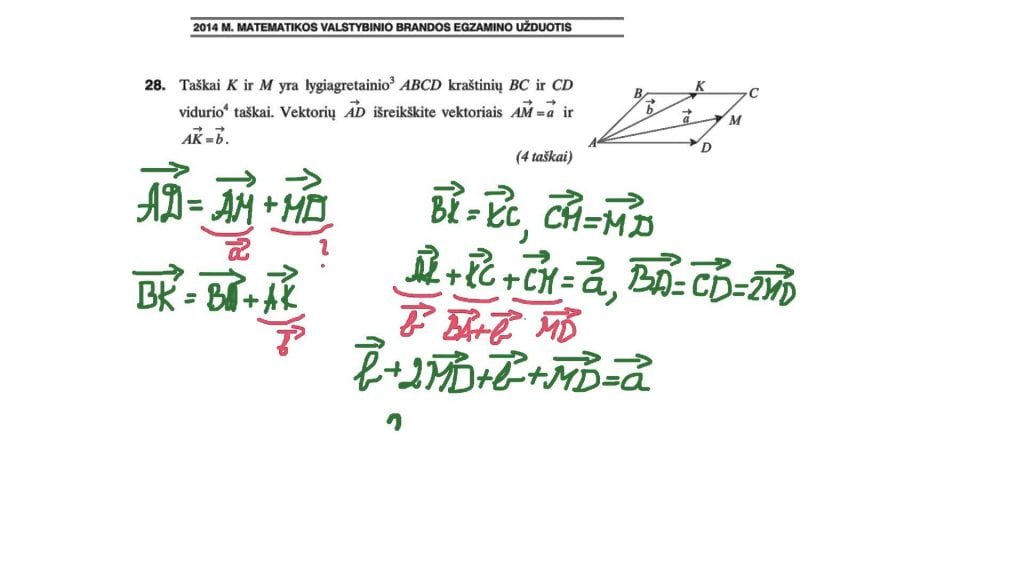 Vektoriai. Matematikos valstybinis brandos egzaminas.