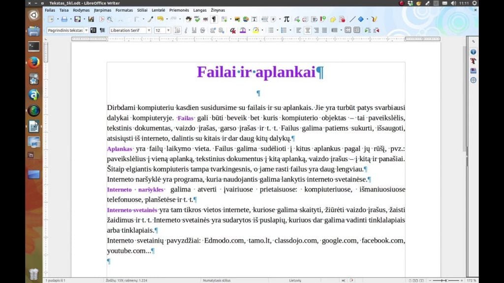 Tekstų rengyklė. 6 dalis. Teksto žymėjimas su CTRL ir SHIFT klavišais