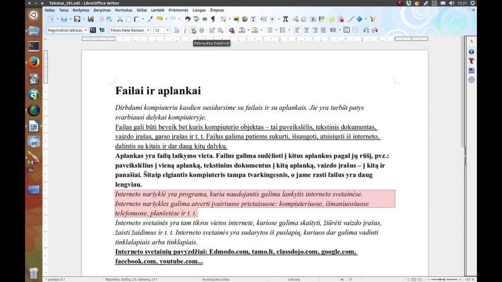 Tekstų rengyklė. 2 dalis. Teksto stiliai ir šriftai