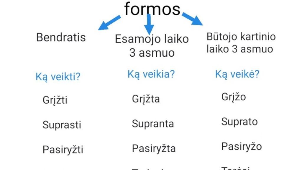 Pagrindinės veiksmažodžio formos