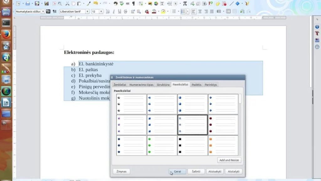 Tekstų rengyklė – ženklinimas ir numeravimas