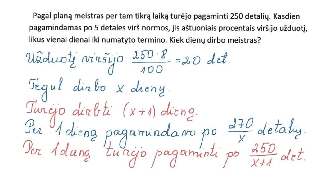 Darbo uždavinys sudarant trupmeninę lygtį