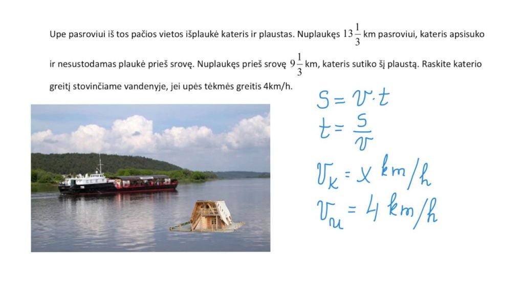 Judėjimo uždavinys sudarant trupmeninę lygtį